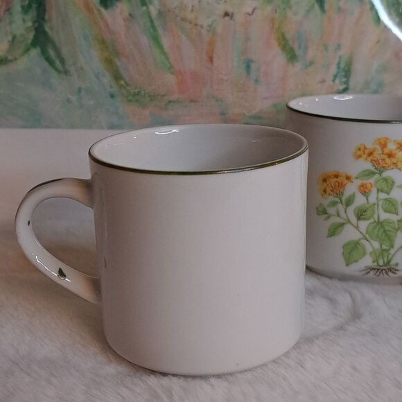 Three Vintage Japan Yellow Floral Ceramic Cups Decor Mid Century Modern - Picture 7 of 13